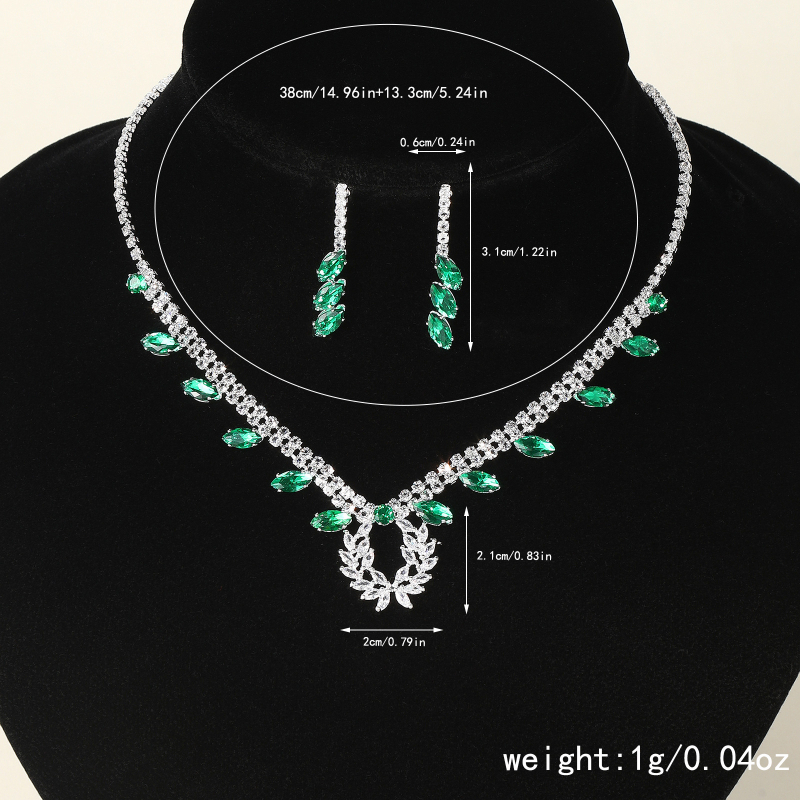 Ženski set nakita — bakar, elektroplating, rhinestone geometrijski naušnici i ogrlica