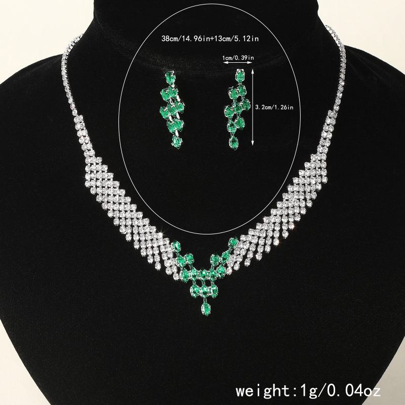 Ženski set nakita — bakar, elektroplating, rhinestone geometrijski naušnici i ogrlica