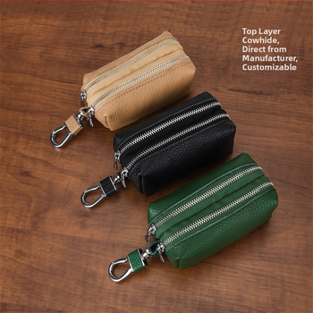 Raktų dėklas iš viršutinio sluoksnio karvės odos, didelė talpa, dvigubas siuvimas, unisex, tikra oda, monetų piniginė