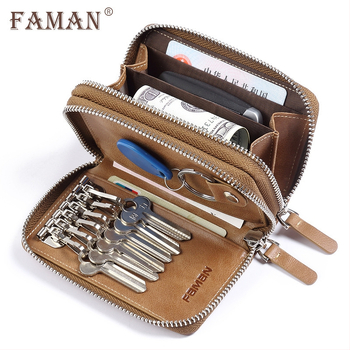 Raktų dėklas vyrams: natūrali oda, pirmojo sluoksnio galvijų oda, anti-fraud apsauga, miesto stilius