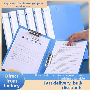 Divkāršā stipruma klipu mapīte - PP materiāls, drukāts logotips, pielāgošana pieejama, licencēta privātā zīme