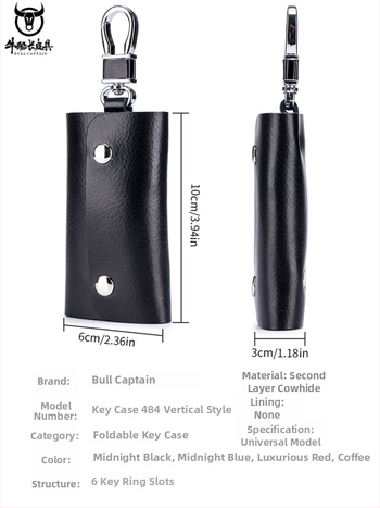 Raktų dėklas iš natūralios odos – unisex, vieno tono dizainas, verslo kelionėms