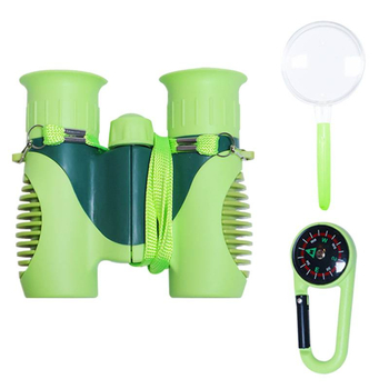 8x21-es nagyítású gyermek teleszkópos készlet, ABS tokkal, iránytűvel és karabinerrel, kültéri felfedezésekhez (4–6 évesek)