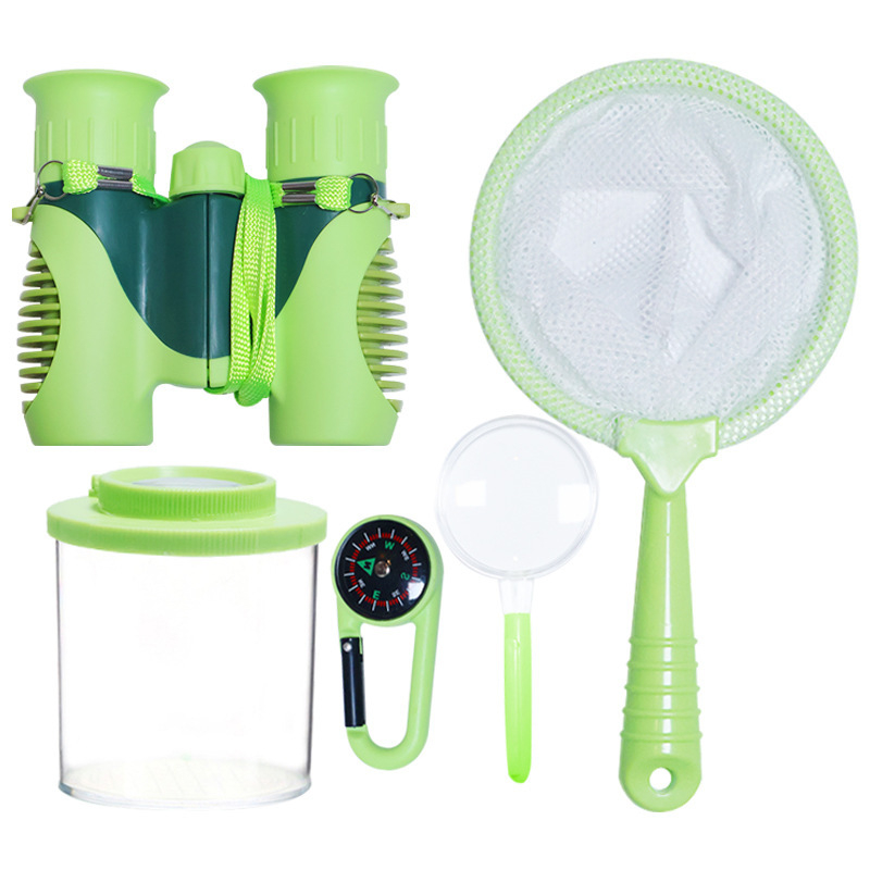 8x21-es nagyítású gyermek teleszkópos készlet, ABS tokkal, iránytűvel és karabinerrel, kültéri felfedezésekhez (4–6 évesek)