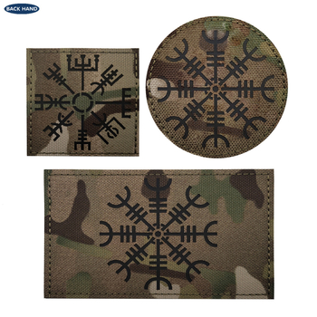 Back Hand нейлонова Velcro значка за морал с отпечатано лого Viking Odin и компас, рефлективни детайли — унисекс за костюми