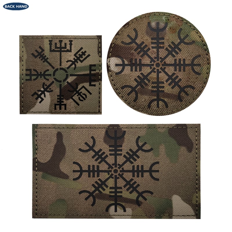 Back Hand нейлонова Velcro значка за морал с отпечатано лого Viking Odin и компас, рефлективни детайли — унисекс за костюми