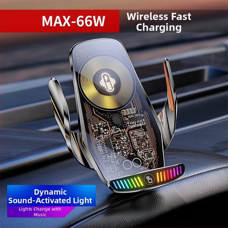 Ασύρματος φορέας κινητού για αυτοκίνητο με φόρτιση 66W — 360° περιστροφή, ηλεκτρική σύσφιξη, τοποθέτηση σε αεραγωγό
