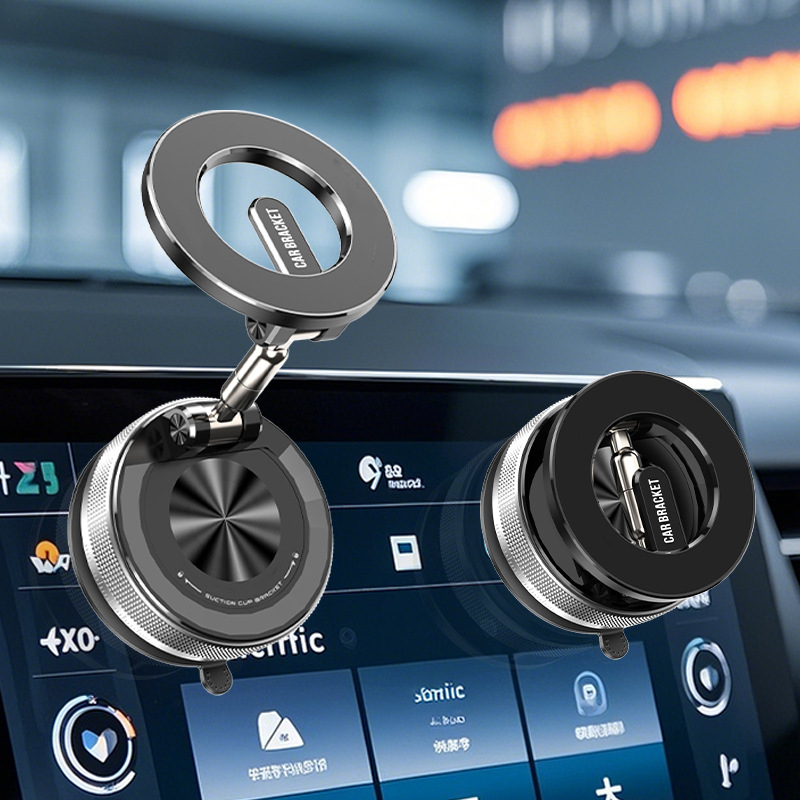 Autóba szerelhető mágneses telefontartó 360°-os forgatással, vákuumos rögzítés, kompatibilis az első üveggel, mágneses tartó, vezeték nélküli töltés