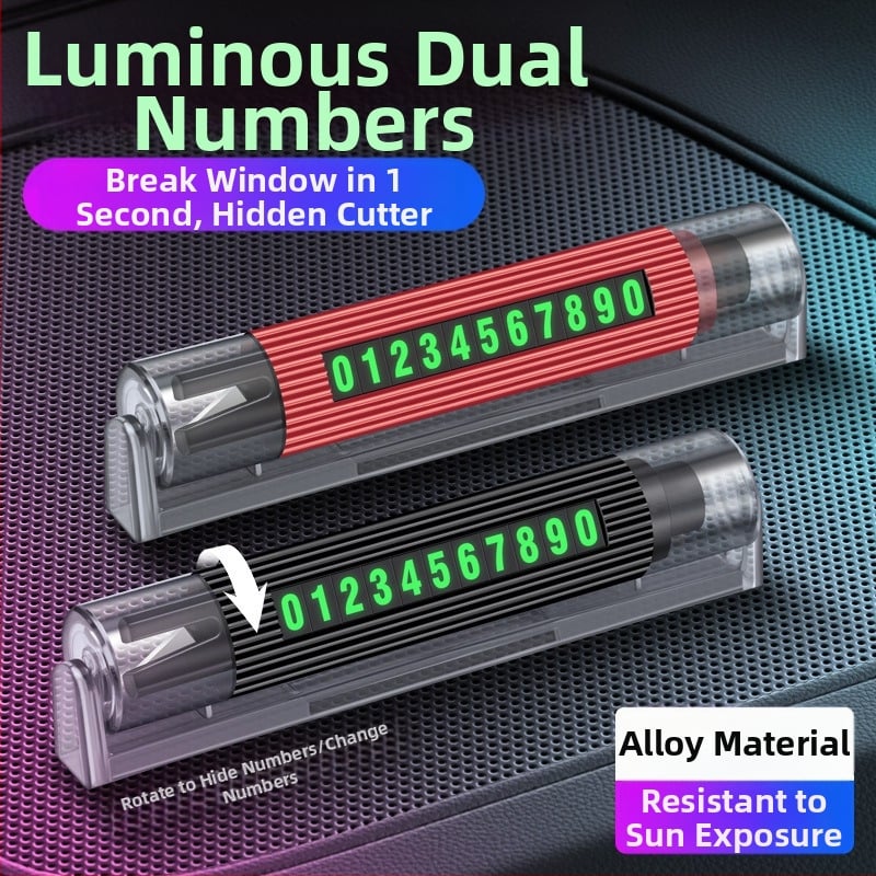 Αυτοκινητικό εργαλείο έκτακτης ανάγκης με μαγνητική αριθμητική πινακίδα και σφυρί διάτρησης παραθύρων, ABS+κράμα, 200 g, προσαρμογή