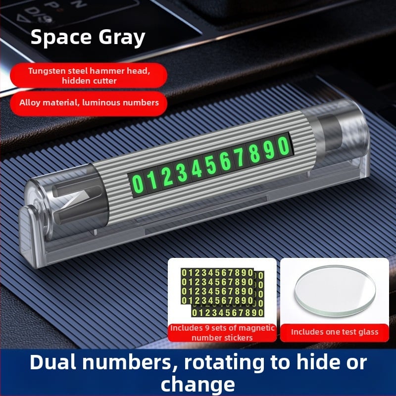 Αυτοκινητικό εργαλείο έκτακτης ανάγκης με μαγνητική αριθμητική πινακίδα και σφυρί διάτρησης παραθύρων, ABS+κράμα, 200 g, προσαρμογή