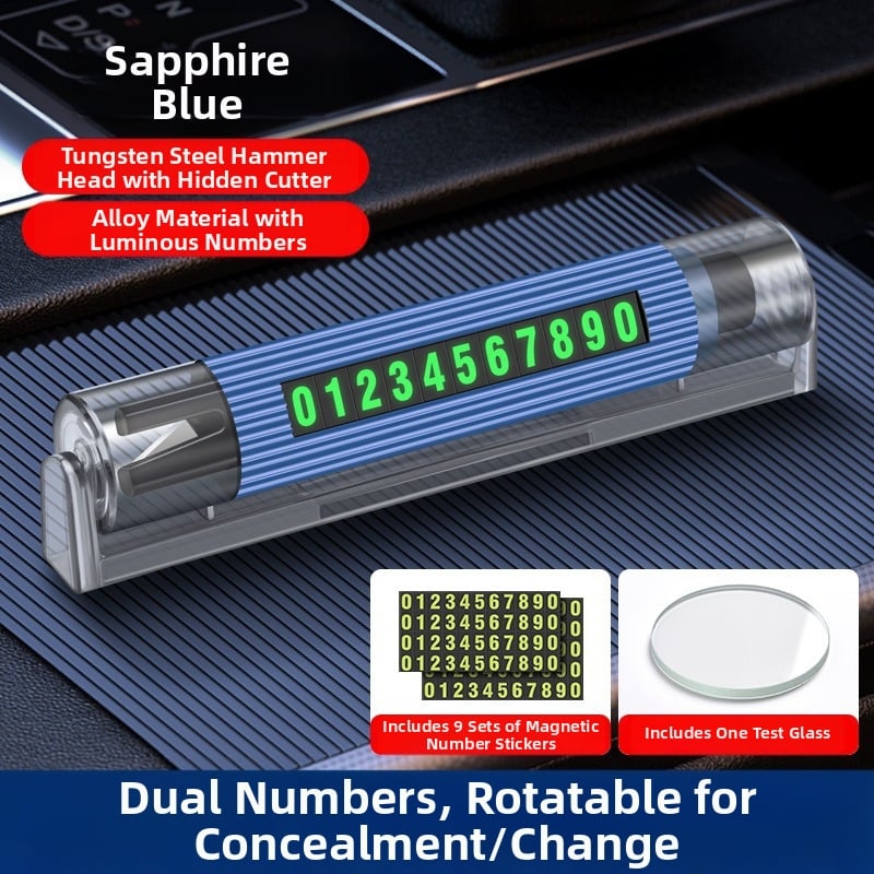 Αυτοκινητικό εργαλείο έκτακτης ανάγκης με μαγνητική αριθμητική πινακίδα και σφυρί διάτρησης παραθύρων, ABS+κράμα, 200 g, προσαρμογή