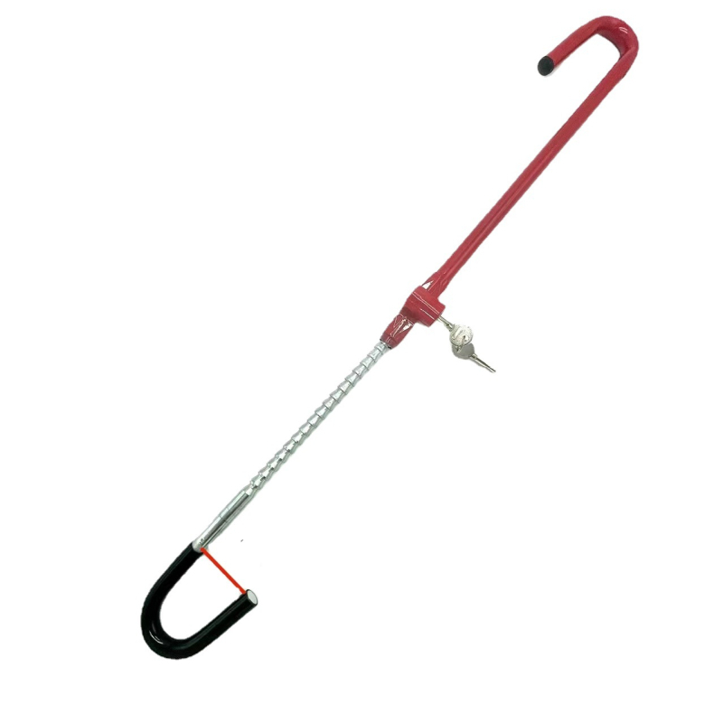 Заключване за волан на автомобил с регулируема телескопична конструкция, цилиндър Plum Blossom, корпус от желязна стомана, мултифункционално спирачно заключване