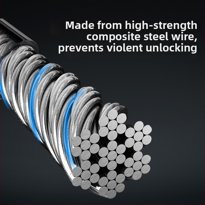 Automobilio vairo užraktas su grandine ir plieno kabeliu – Geležinis korpusas, varinis cilindras, Modelis 08767, Tinkamas automobiliams