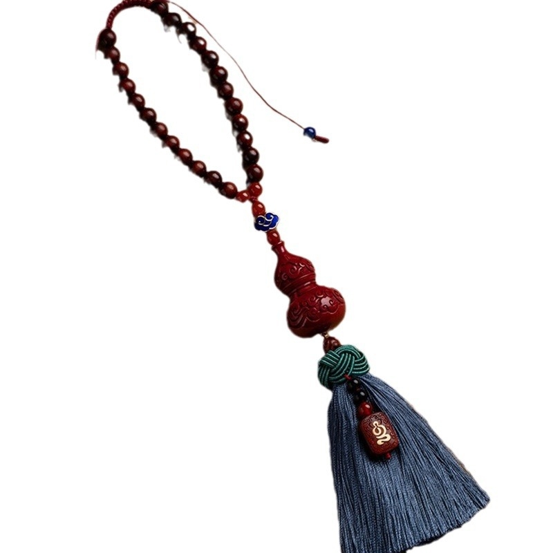 Auto privjesak od cinnabara, oblik tikve, porijeklo Hunan, proljeće 2024, srednjovjekovni stil, književni retro