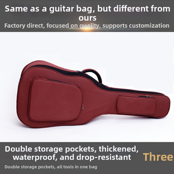 Gitāras soma, ūdensnecaurlaidīga, 20 mm bieza putu pamatne, plecu siksnas ar gaisa spilvenu, poliestera–kokvilnas materiāls, Oxford oderde
