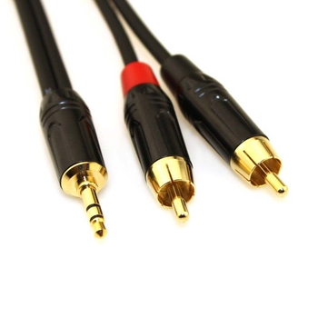 Audio kabel 3,5 mm na 2x RCA, zakrivljeni konektor, zlatni, OFC bakar, Green Special T3030l