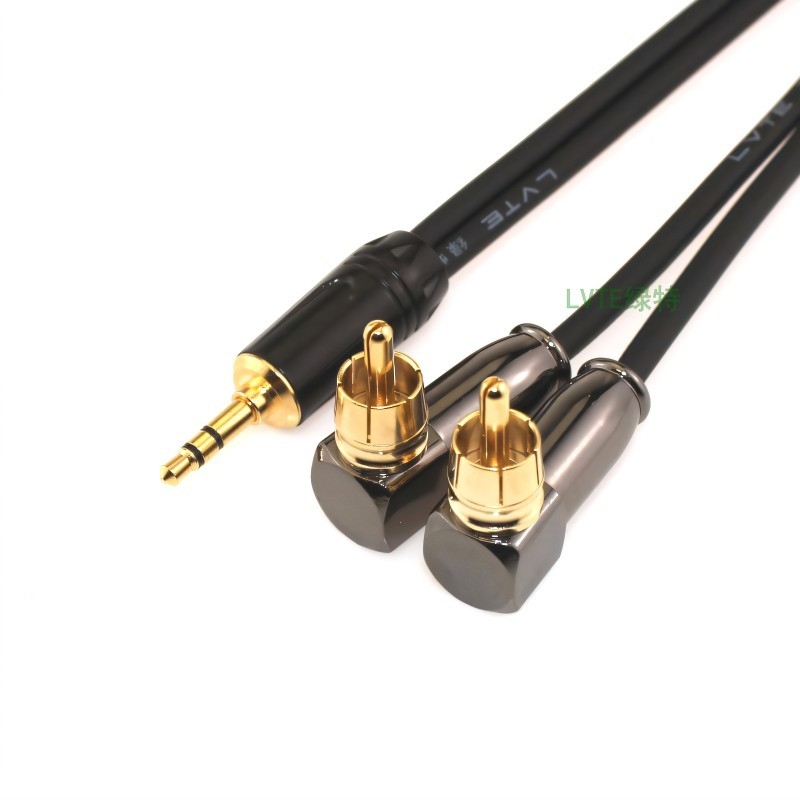 Audio kabel 3,5 mm na 2x RCA, zakrivljeni konektor, zlatni, OFC bakar, Green Special T3030l