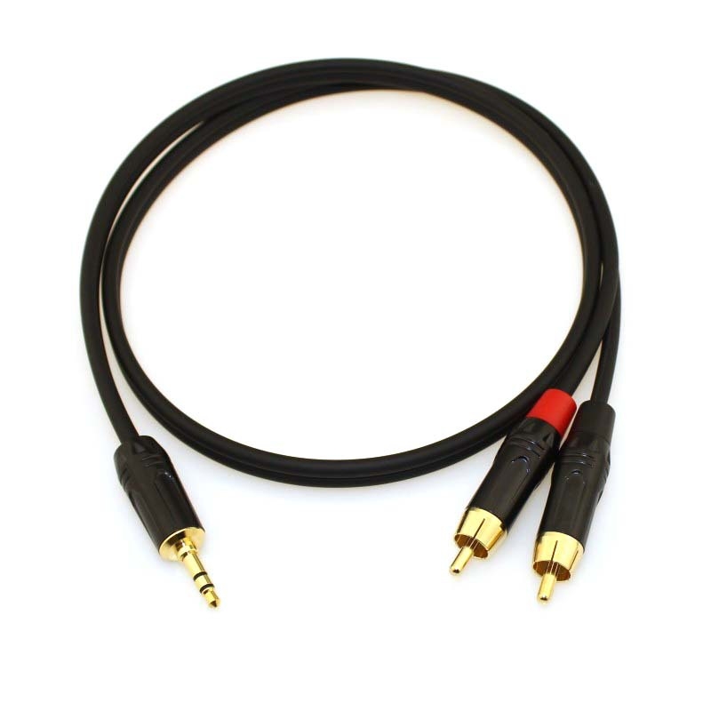 Audio kabel 3,5 mm na 2x RCA, zakrivljeni konektor, zlatni, OFC bakar, Green Special T3030l