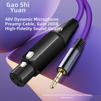 Cablu audio 3,5 mm la XLR femel, cu nucleu din cupru placat cu aur, izolație PVC, pentru microfon dinamic, model G31/G32