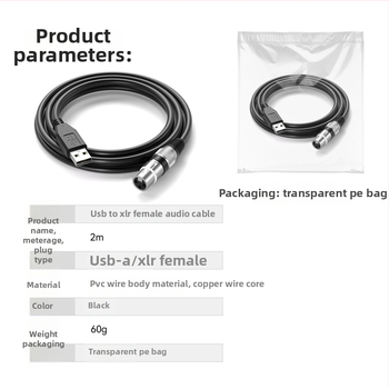 XLR na USB audio kábel – 2 m, meďový vodič, niklované konektory, XLR-USB rozhranie, ROHS certifikované