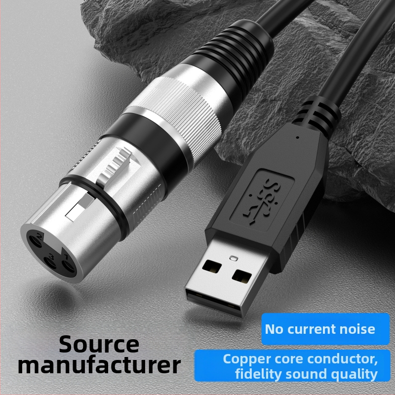 XLR na USB audio kábel – 2 m, meďový vodič, niklované konektory, XLR-USB rozhranie, ROHS certifikované