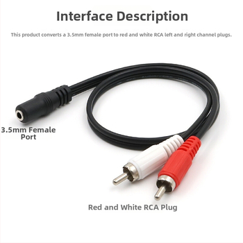 Audio kábel 3,5 mm samica na dva RCA konektory