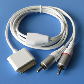 Cablu audio iPod 30-pin la 2RCA, model F-CABLE08H, nucleu din cupru neizolat, conductor din cupru, MP3 compatibil, ROHS certificat