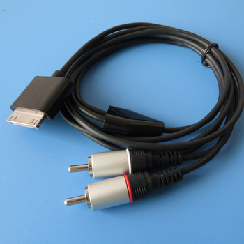 Cablu audio iPod 30-pin la 2RCA, model F-CABLE08H, nucleu din cupru neizolat, conductor din cupru, MP3 compatibil, ROHS certificat