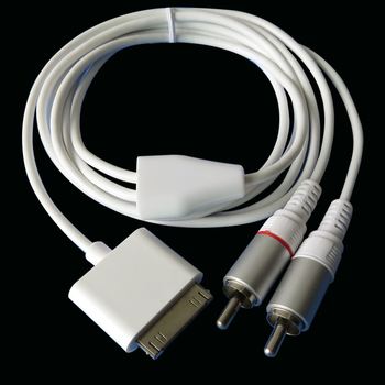 Cablu audio iPod 30-pin la 2RCA, model F-CABLE08H, nucleu din cupru neizolat, conductor din cupru, MP3 compatibil, ROHS certificat