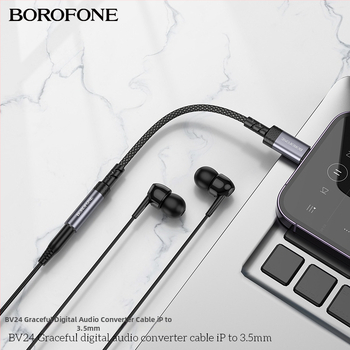 BOROFONE BV24 iP na 3,5 mm audio kábel, zlaté kontakty, meď s tinovaným jadrom, TPE izolácia, RoHS certifikát