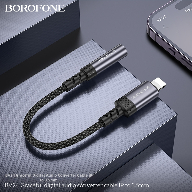 BOROFONE BV24 iP na 3,5 mm audio kábel, zlaté kontakty, meď s tinovaným jadrom, TPE izolácia, RoHS certifikát
