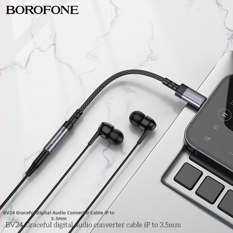 BOROFONE BV24 iP na 3,5 mm audio kábel, zlaté kontakty, meď s tinovaným jadrom, TPE izolácia, RoHS certifikát