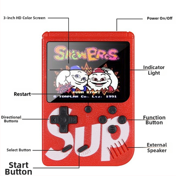 Portatīvā retro rokasspēļu konsole diviem spēlētājiem ar TV savienojumu, 8 bitu OS, 1 GB atmiņa, USB interfeiss, AV izeja