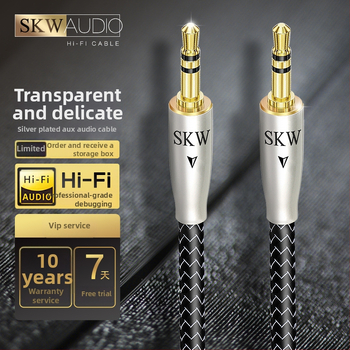 Cablu audio AUX pentru mașină, 3,5 mm M-M, cupru placat cu argint, nucleu de cupru monocrystal