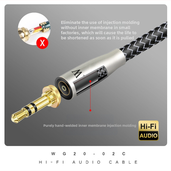 Cablu audio AUX pentru mașină, 3,5 mm M-M, cupru placat cu argint, nucleu de cupru monocrystal