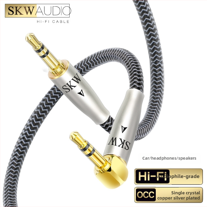 Cablu audio AUX pentru mașină, 3,5 mm M-M, cupru placat cu argint, nucleu de cupru monocrystal