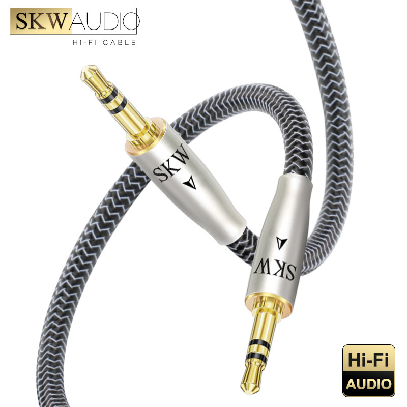 Cablu audio AUX pentru mașină, 3,5 mm M-M, cupru placat cu argint, nucleu de cupru monocrystal