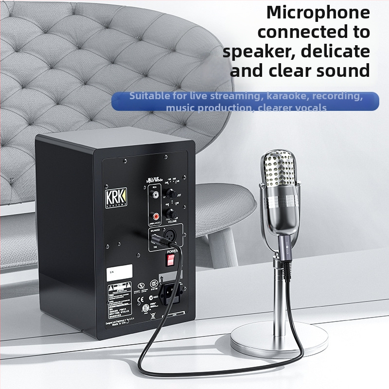 Akihabara vyvážený stereo audio kábel 6,5 mm na 6,35 mm s XLR konektormi samec a samica pre zvukovú kartu a mikrofón