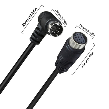 Adapter kabel s 90° zavojem, 9‑pin mini‑DIN muški/ženski, S‑Video zvuk/video, 9‑jezgreni bakreni vod, model YR-SV9-B1