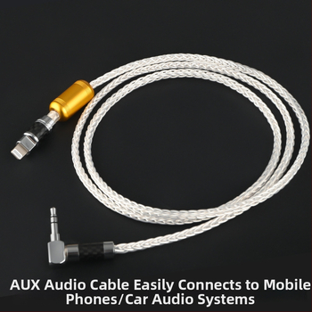Cabl Lightning la 3.5 mm AUX pentru audio mobil și auto, cu fir de cupru placat cu argint, proces OEM