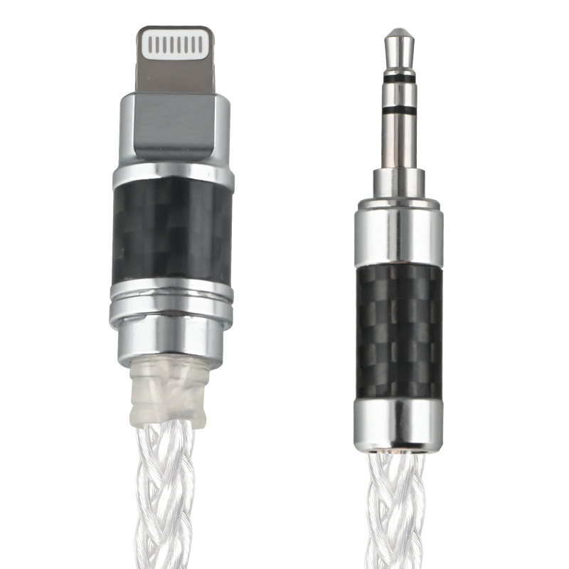 Cabl Lightning la 3.5 mm AUX pentru audio mobil și auto, cu fir de cupru placat cu argint, proces OEM