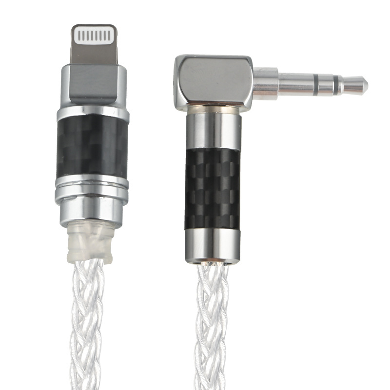 Cabl Lightning la 3.5 mm AUX pentru audio mobil și auto, cu fir de cupru placat cu argint, proces OEM