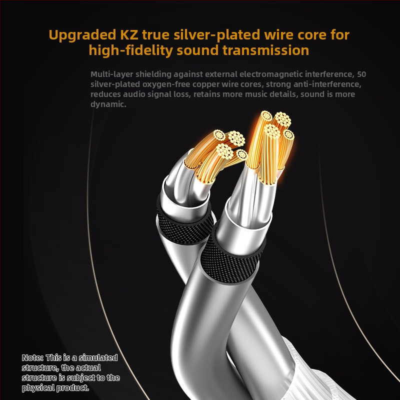 KZ dvojito paralelný Type-C upgrade kábel pre slúchadlá, s OFC meďovým jadrom a pokovenými kontaktmi