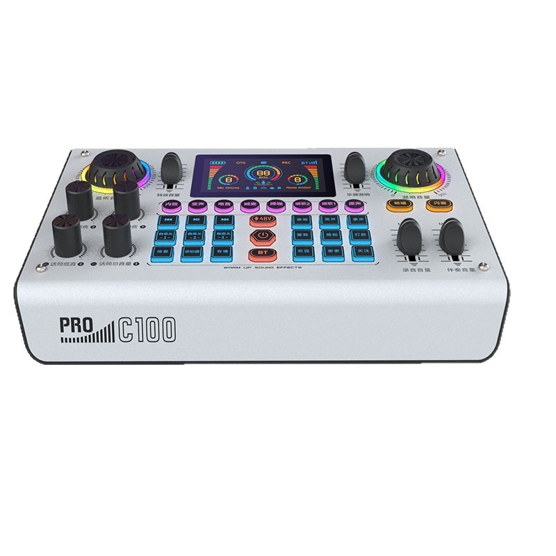 Vanjska zvučna kartica za livestreamanje, igre i karaoke | Model C100, Bluetooth 5.0, frekvencijski odziv 40Hz-20kHz, SNR ≥75dB, ugrađena baterija