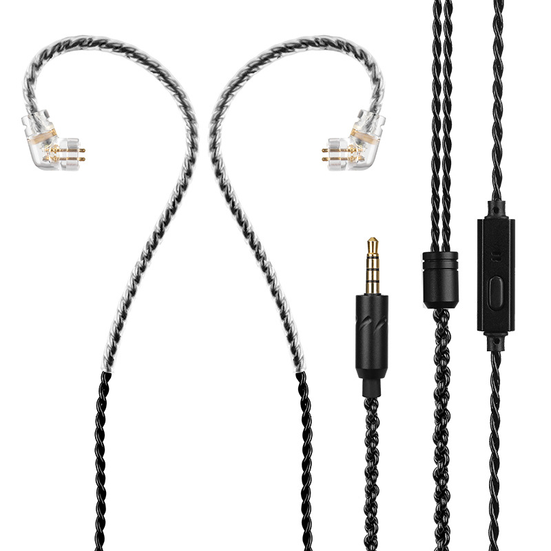 Kabel za slušalice s MMCX dvostrukom-pin konektorom i mikrofonom, duljina 1,2 m, bakrena žica s premazom srebra