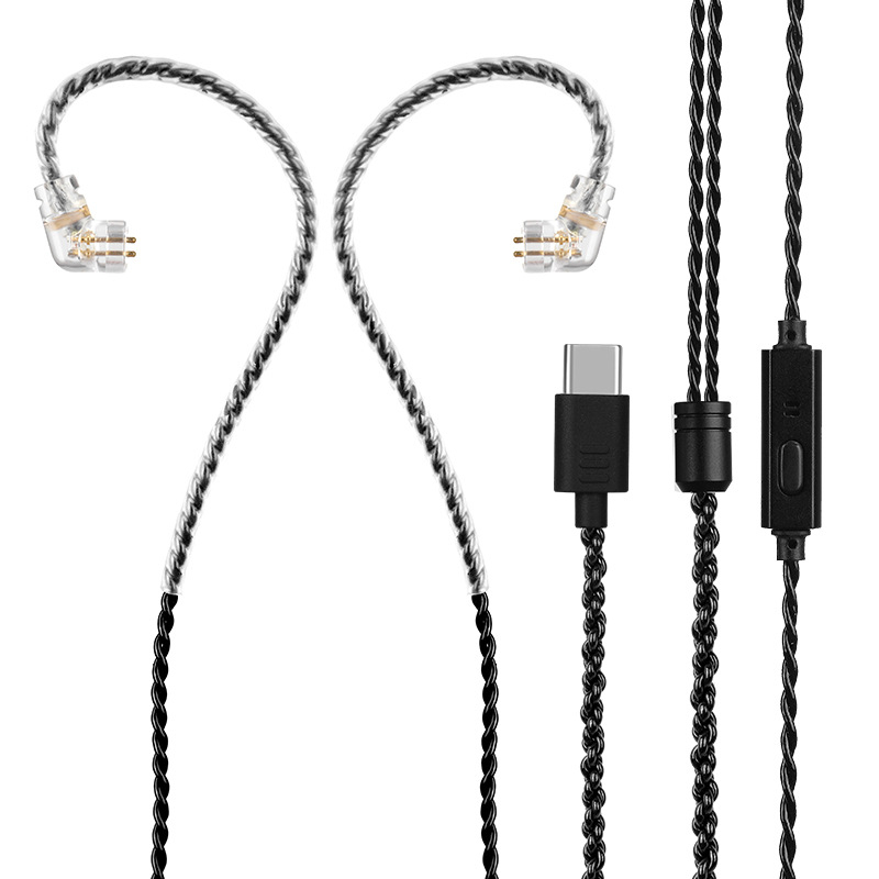 Kabel za slušalice s MMCX dvostrukom-pin konektorom i mikrofonom, duljina 1,2 m, bakrena žica s premazom srebra