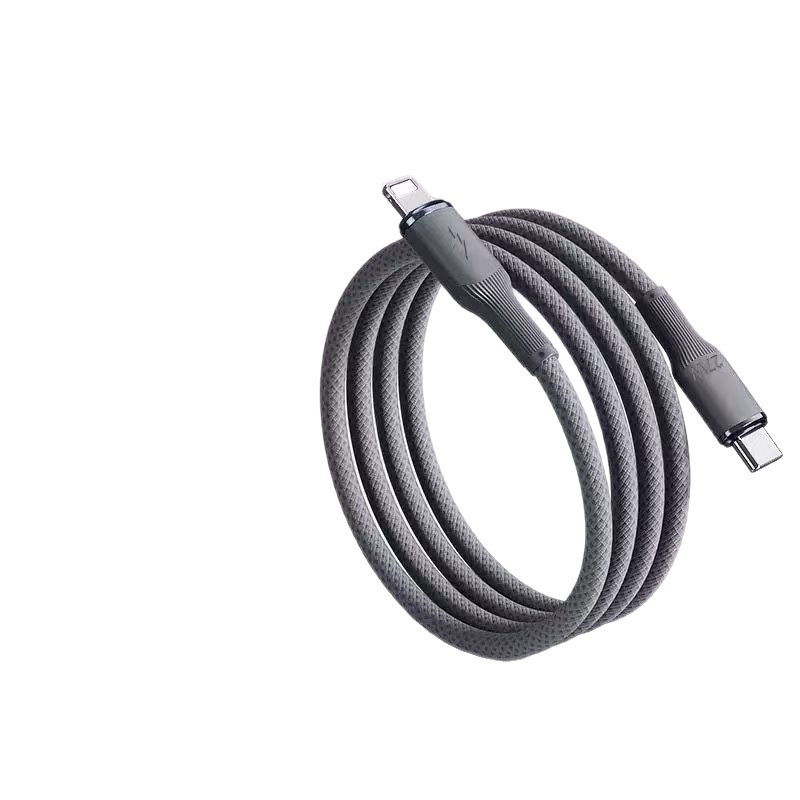 Cablu Apple PD de încărcare rapidă, din denim împletit, interfețe Lightning și USB-C, până la 27W