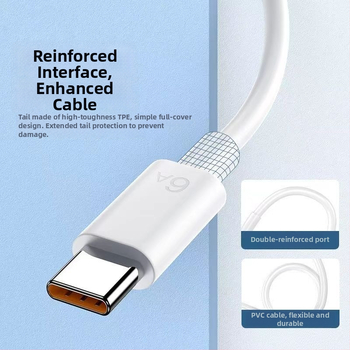 Type-C 66W rýchlo nabíjací kábel, PVC, jednosedový konektor, pre telefóny s rozhraním Type-C
