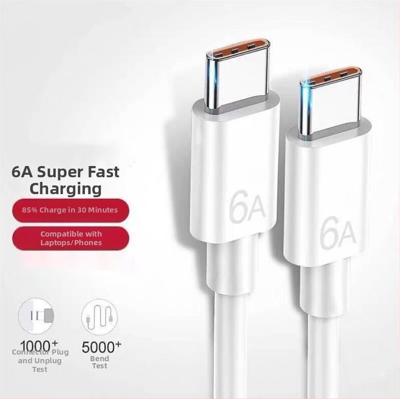 Type-C 66W rýchlo nabíjací kábel, PVC, jednosedový konektor, pre telefóny s rozhraním Type-C