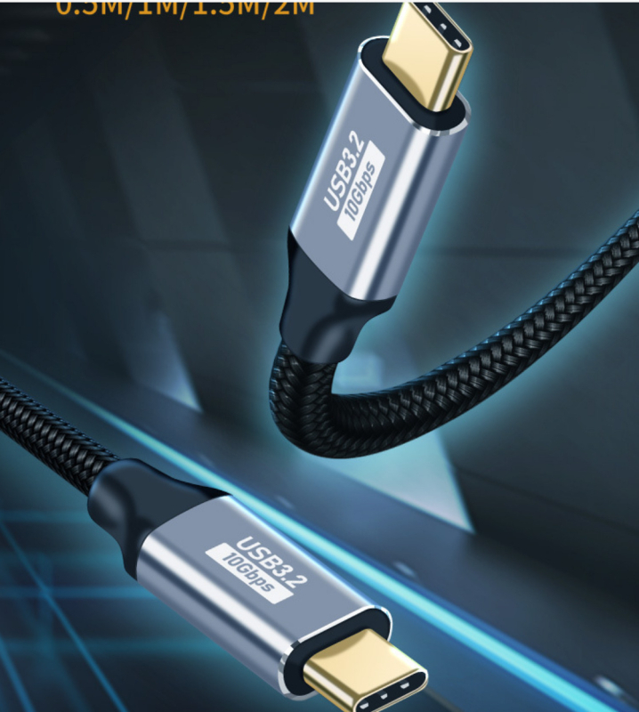 USB-C 3.1 Gen2 kábel, 10Gbps, 100W PD, pre PC a TV, HD zvuk a video, dĺžka 0,5–2 m